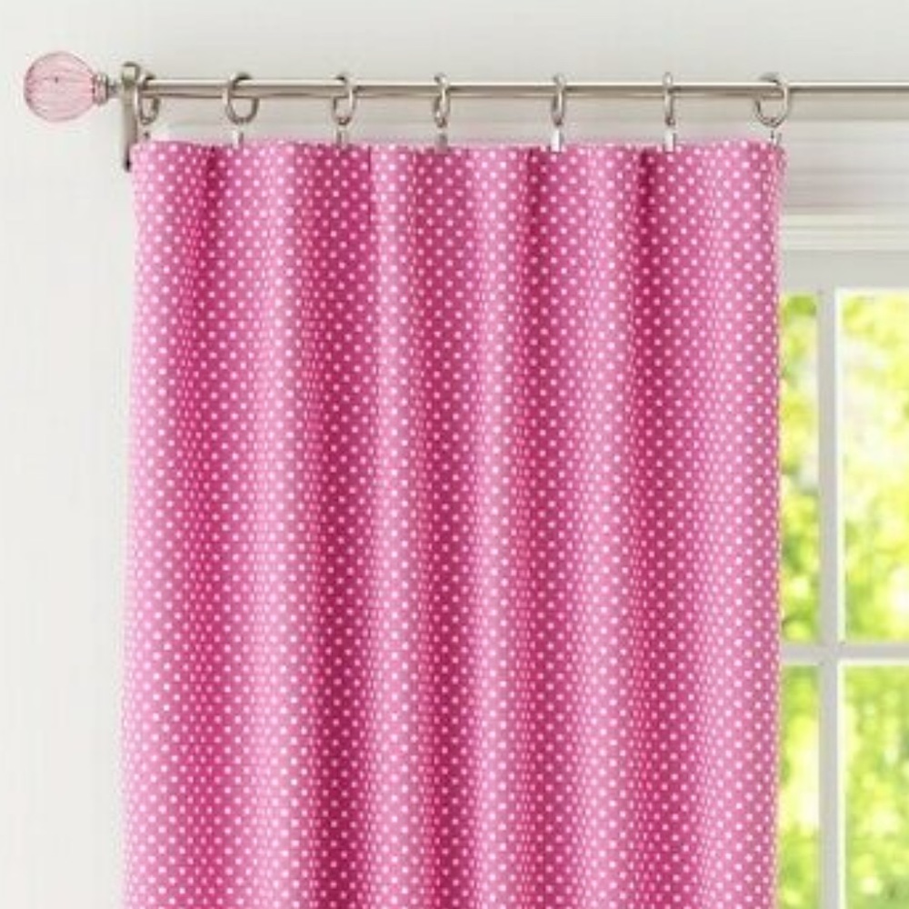 POTTERY BARN KIDS Pink Polka Dot Blackout Curtain Panel 44"x 63"- Set of…